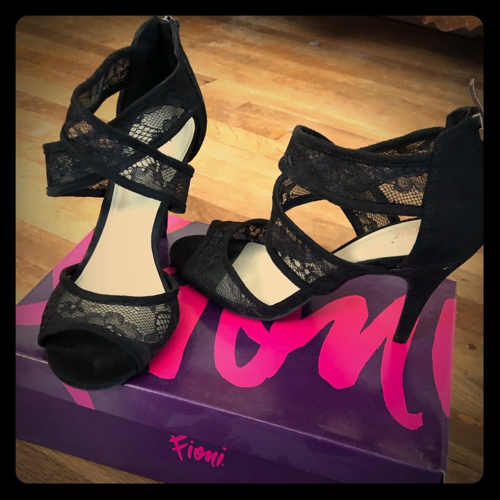Black lace heels